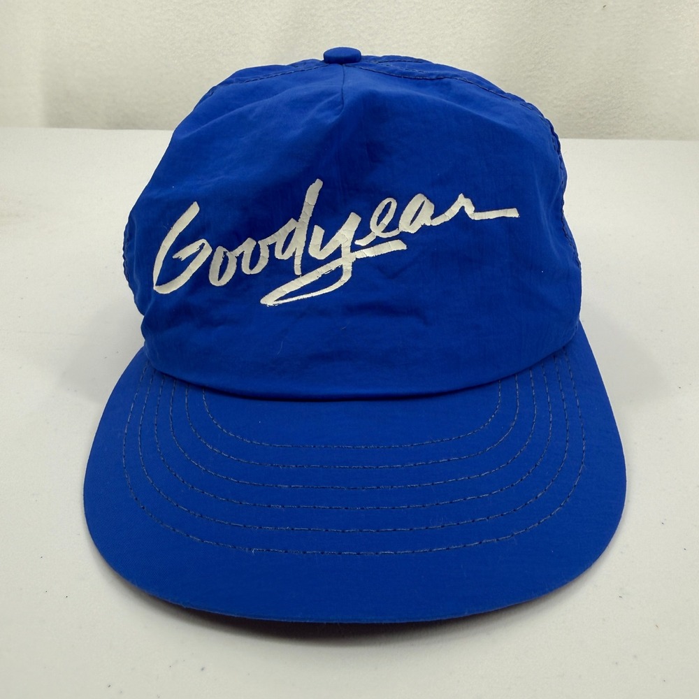 Goodyear Snapback Hat Mens Blue Vintage Swingster Racing Cap Lightweight USA